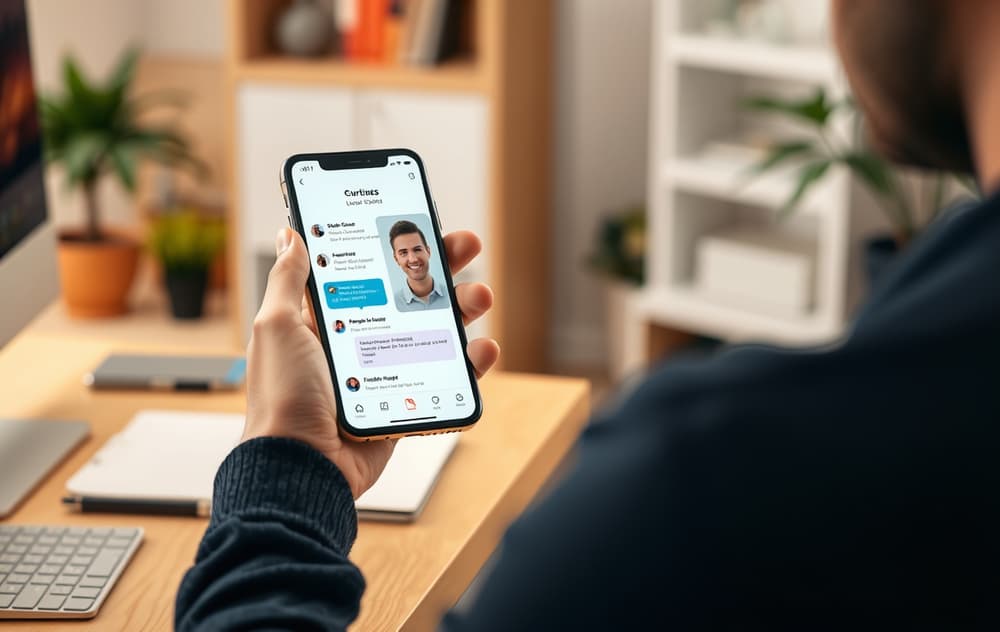 Person som chatter med kundeservice på mobilen.