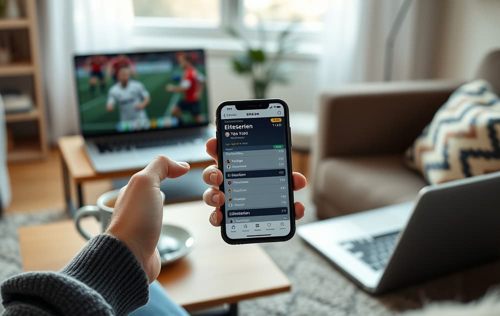 Person med mobil og odds på Eliteserien