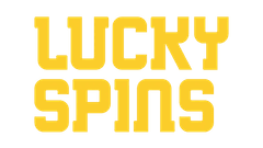 Lucky Spins casino logo med rød og hvit fargepalett